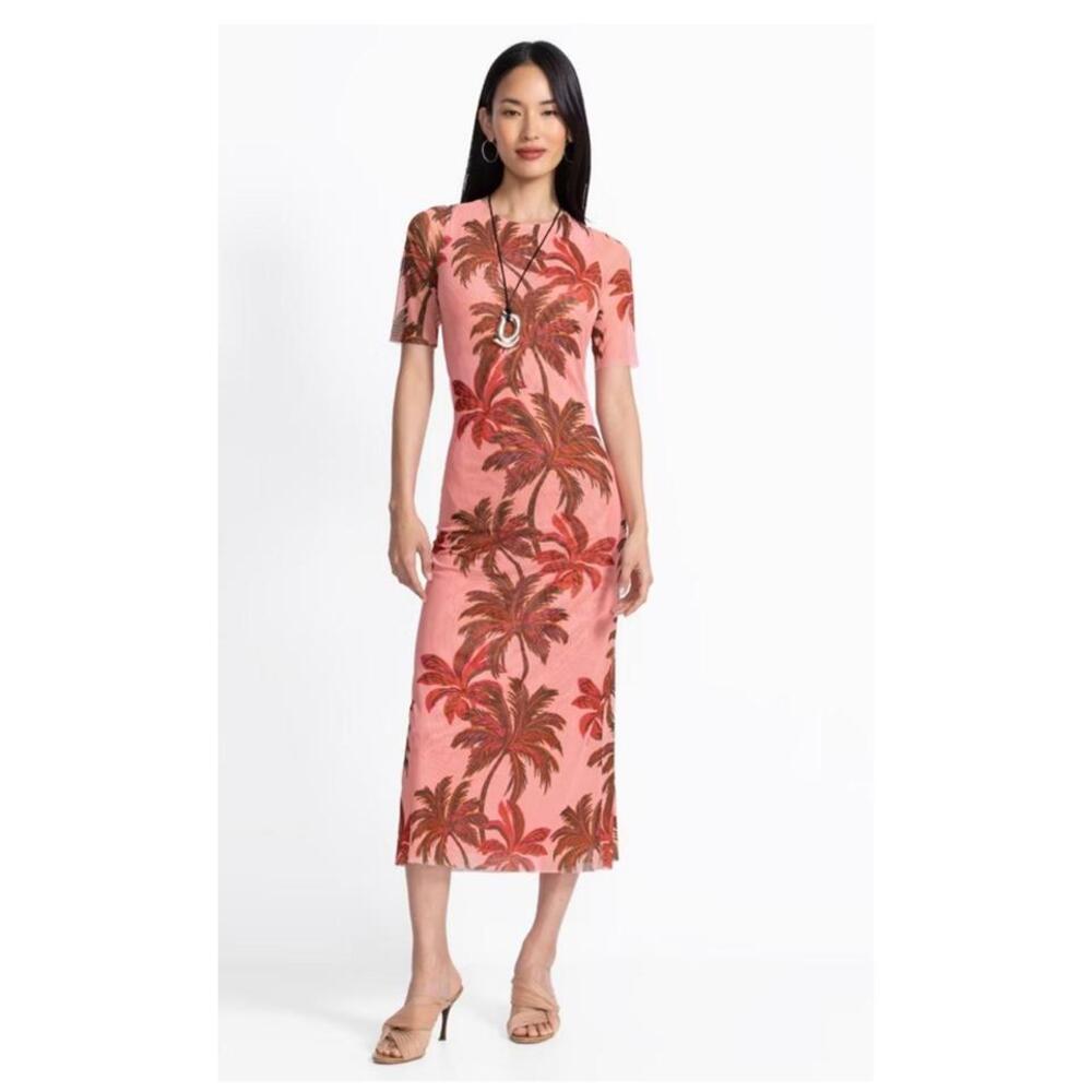 Johnny Was Pink The Mesh Midi Dress M NWT - Picture 2 of 7